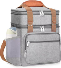 Load image into Gallery viewer, Versatile Grey Insulated Lunch Box with Leakproof Compartments for Active Adults