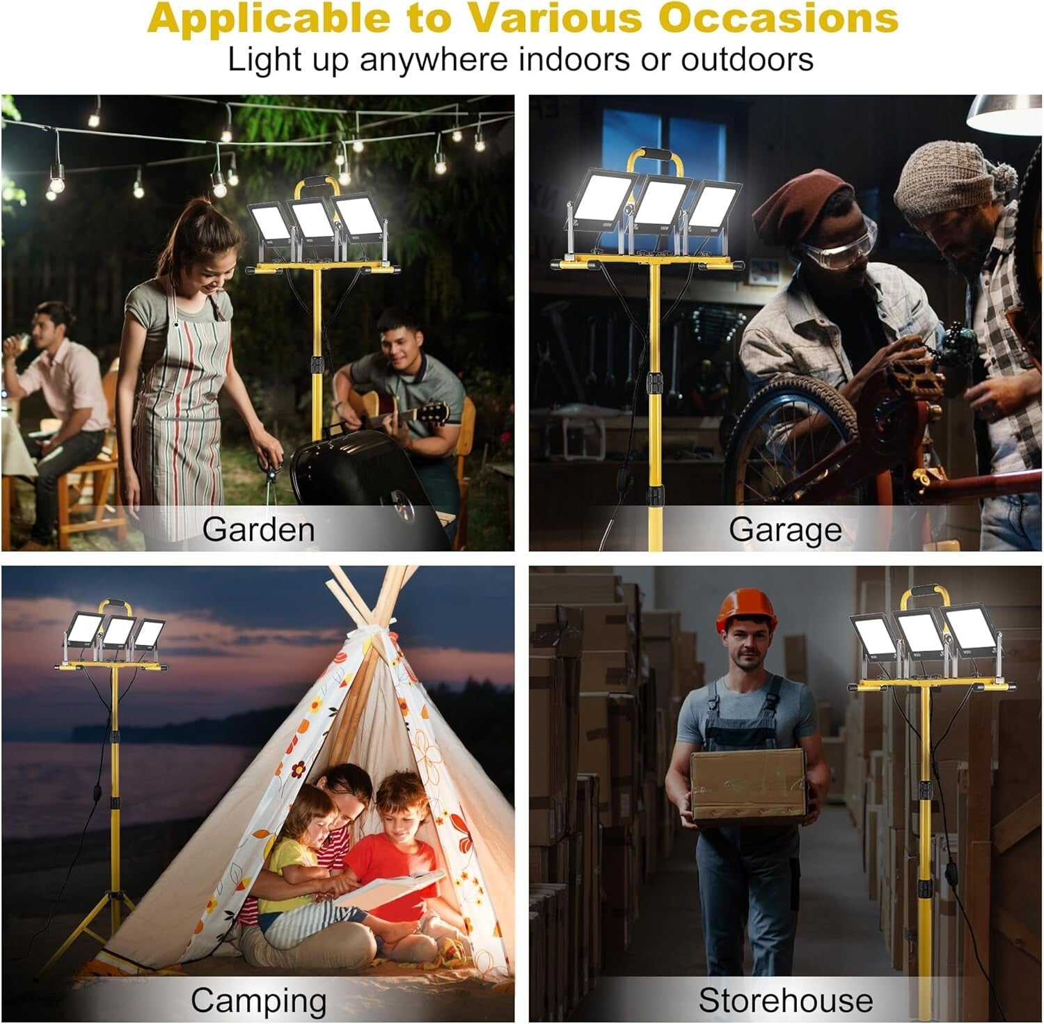 30000 Lumen Waterproof LED Work Light with Adjustable Tripod for Professionals