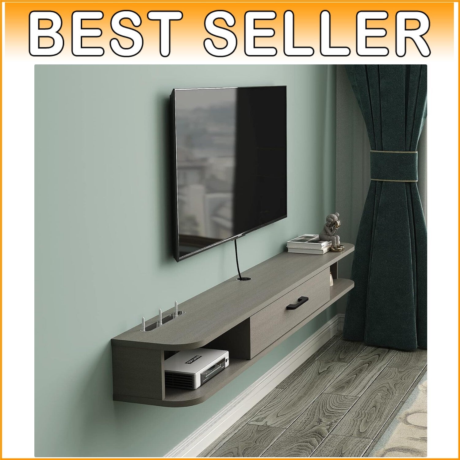 Durable All-in-One Floating TV Shelf with Storage for Apartments - Modern Finish
