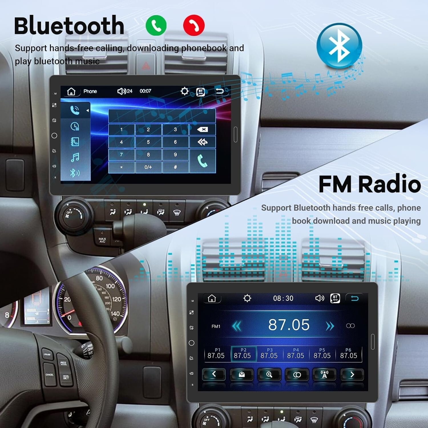 10.1" Single Din Car Stereo: Touchscreen, Bluetooth, & Backup Camera Compatible