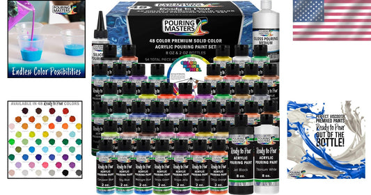 Fast-Drying 48-Color Ready to Pour Acrylic Paint Set - Perfect for Any Surface
