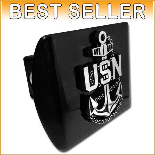 Premium Black Metal Navy Hitch Cover - Perfect Gift for Veterans & Enthusiasts