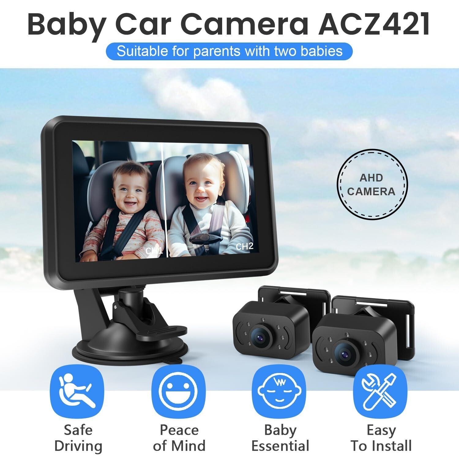 Easy Install HD Baby Car Camera with 360° View & Night Time Capabilities