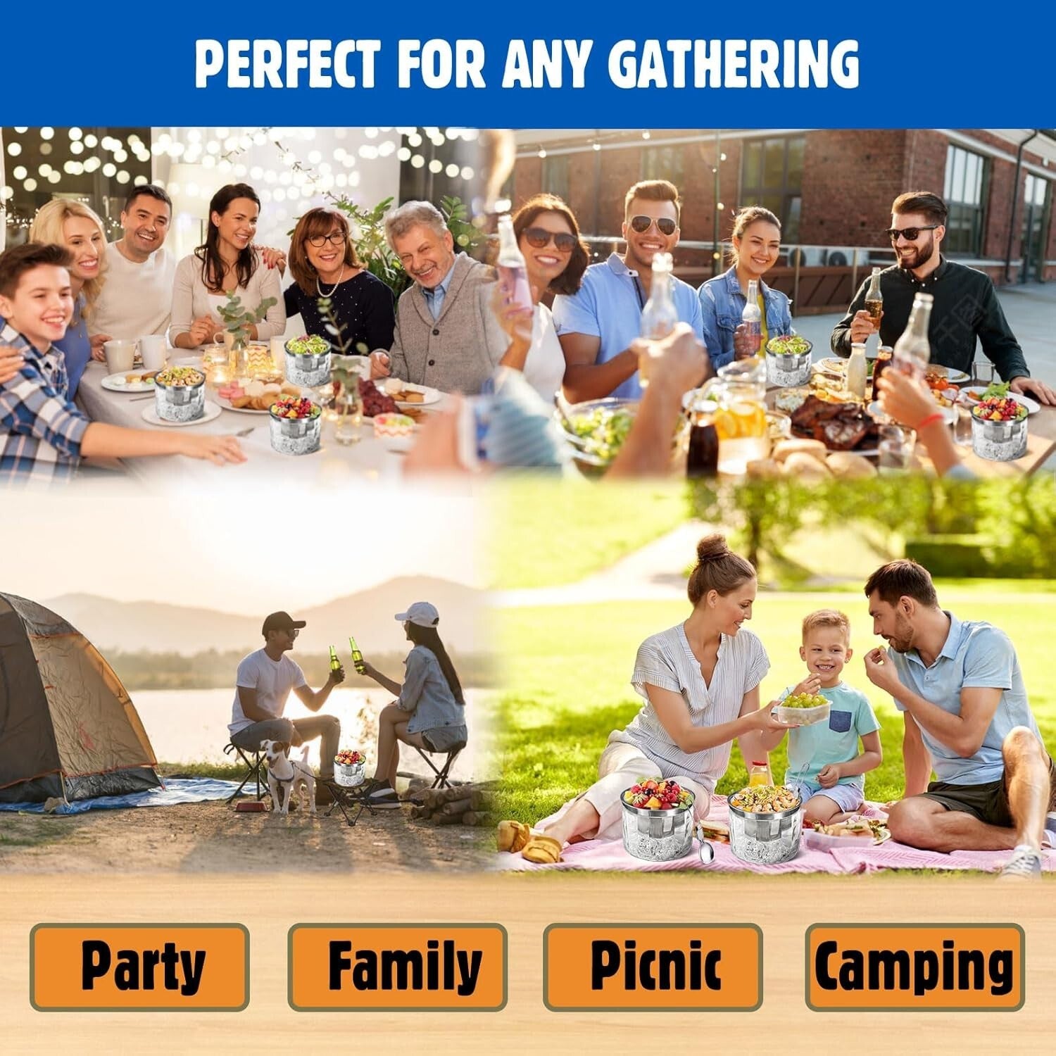 Elegant Chilled Dip Bowl Set with Ice Holder - Perfect for Outdoor Entertaining!