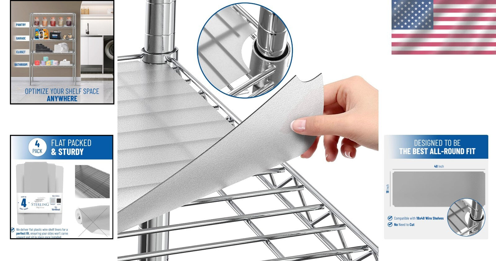 4-Pack Clear Plastic Shelf Liners 18 x 48 - Elegant Protection for Wire Shelving