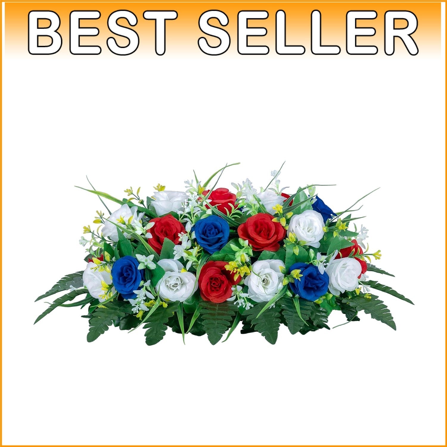 Vibrant Silk Cemetery Flower Saddle - Rose Combo for Lasting Outdoor Elegance
