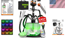 Load image into Gallery viewer, Big 4 Hose Hookah Set with Remote LED and Cleaning Accessories - Durable Design