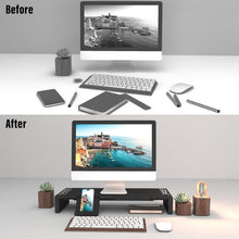Load image into Gallery viewer, Sturdy 3-Width Adjustable Monitor Stand Riser with USB Ports &amp; Ergonomic Design