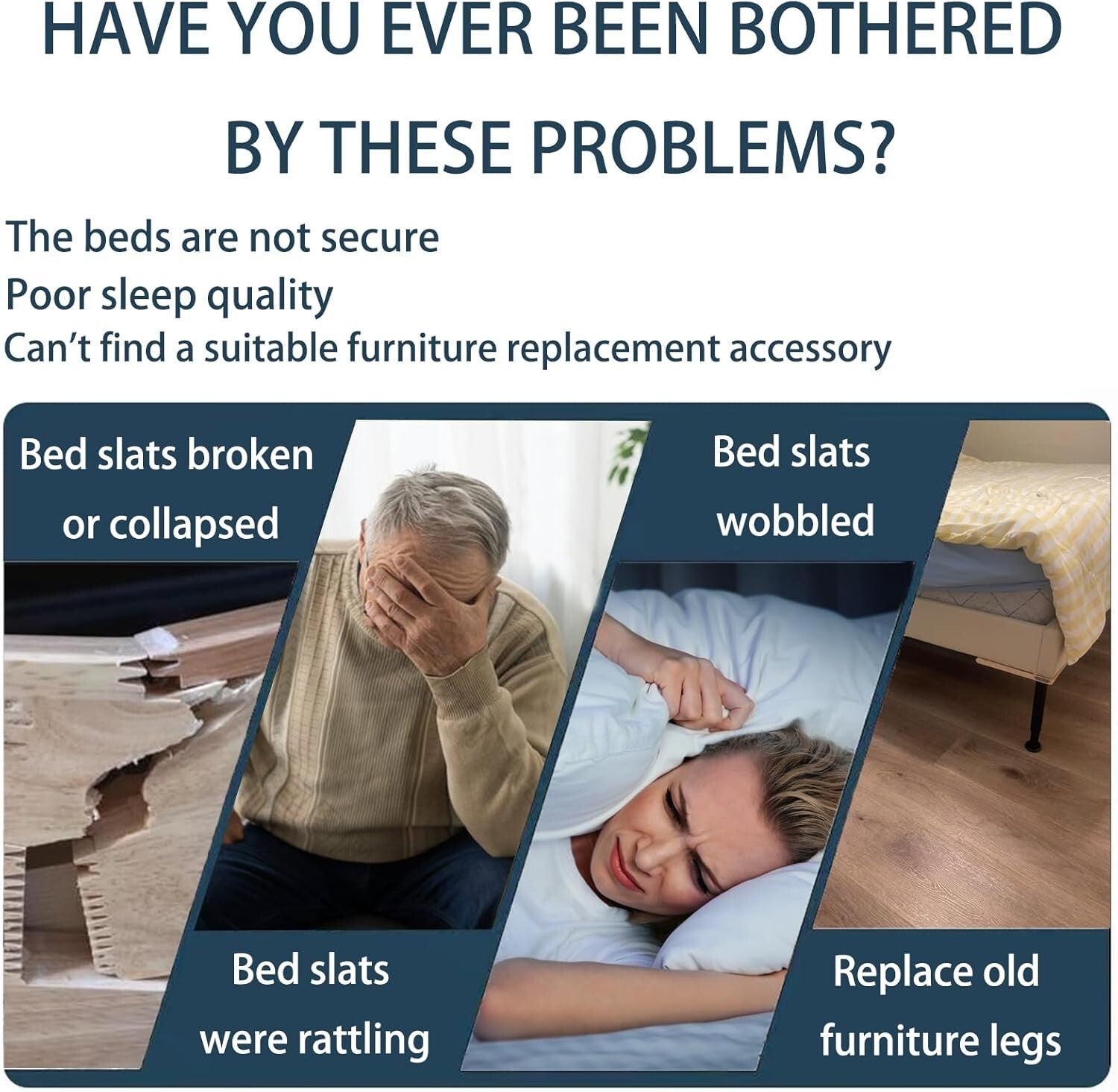 Sturdy Plastic Bed Frame Support Legs - Telescopic Design & Noise-Reducing