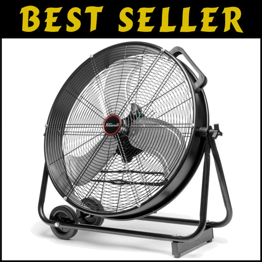 Durable High-Velocity 24-Inch Drum Fan with Adjustable Speed for Garage & Office
