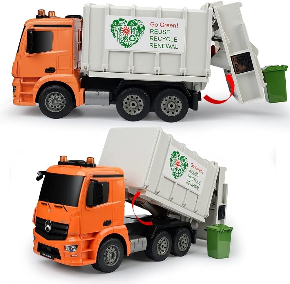 Benz Licensed Remote Control Garbage Truck Toy with Lights & Sounds - 1/20 Scale