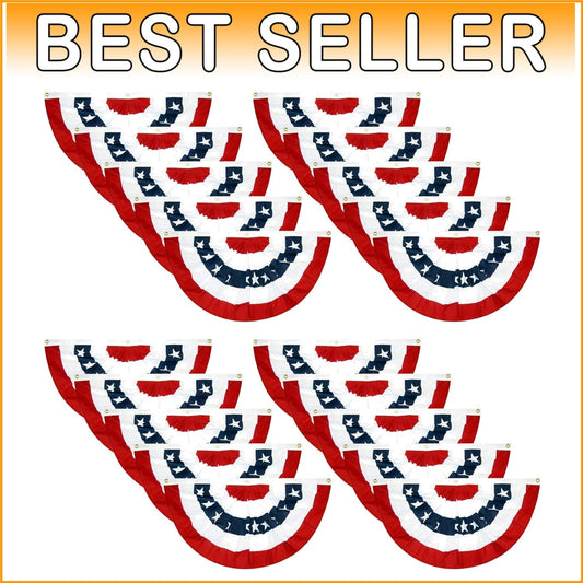 Vivid 20PCS Patriotic Fan Flag Bunting - 3'x1.5' Ideal for Outdoor Celebrations
