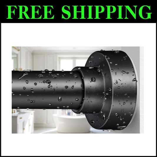 Matte Black No-Drill Shower Curtain Rod 34-96 Inches - Rust-Proof & Easy Install