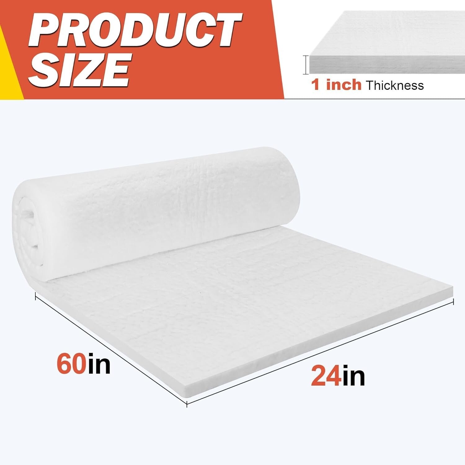 Ceramic Insulation Blanket 60"x24"x1" - Fireproof for Wood Stoves & Pizza Ovens