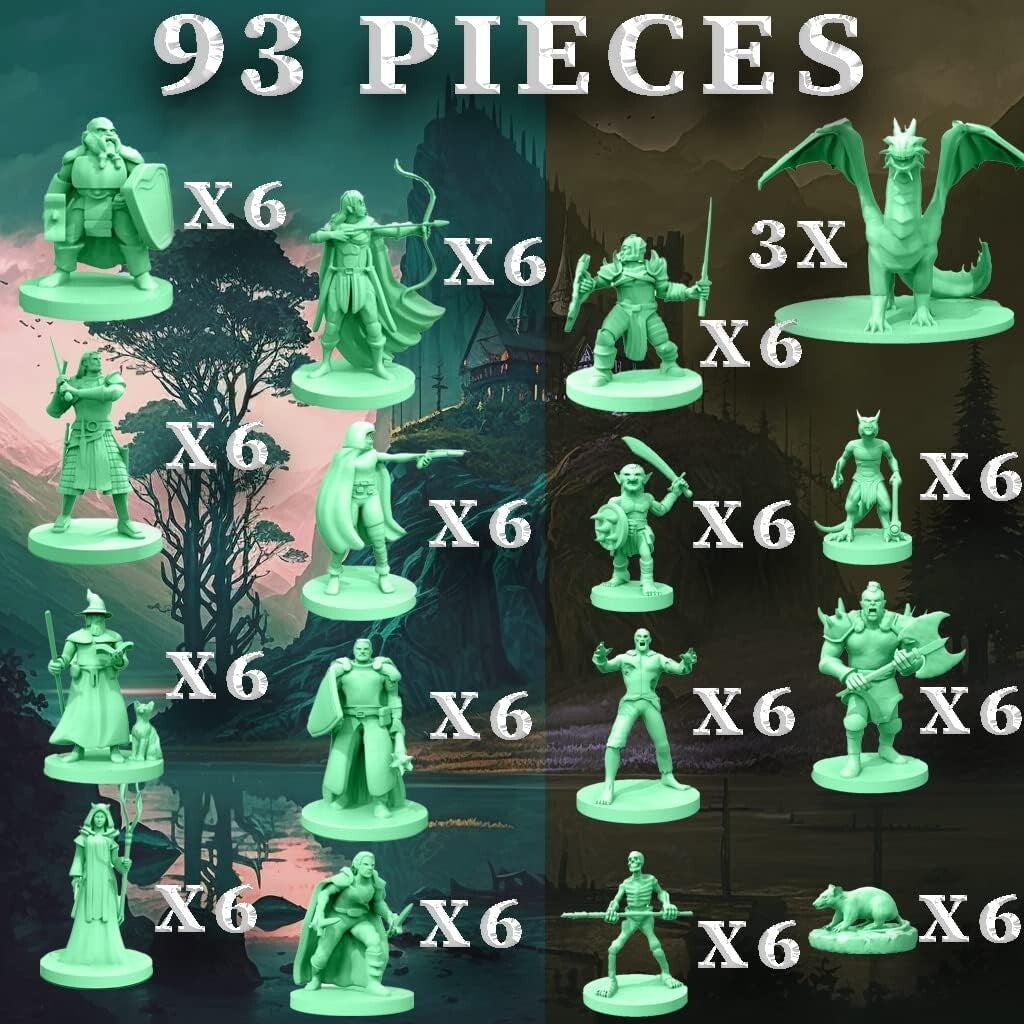 RPG Mini Figures Bundle - 93 Pack of Heroes and Monsters for Adventure Games