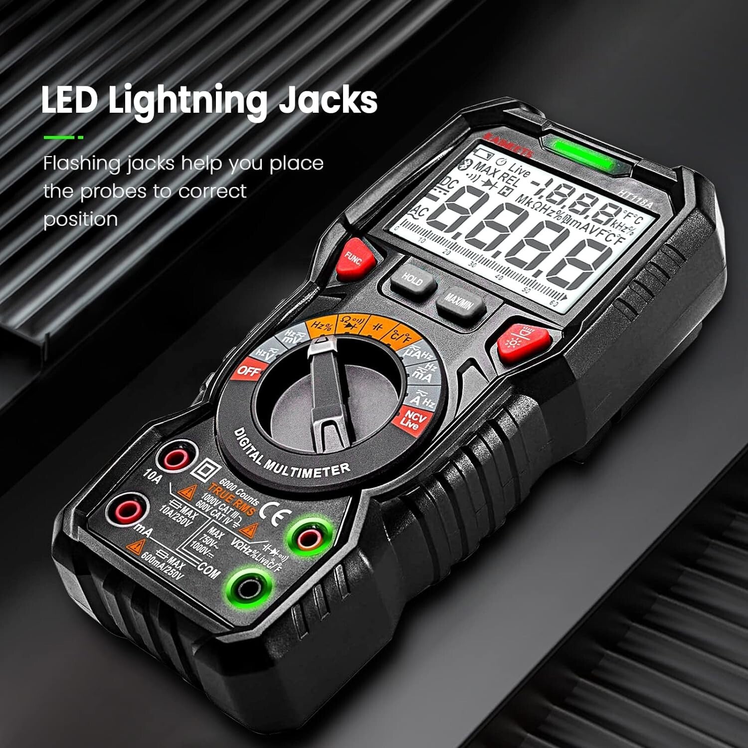 Compact 6000 Counts Digital Multimeter - Battery Operated with Backlight Display