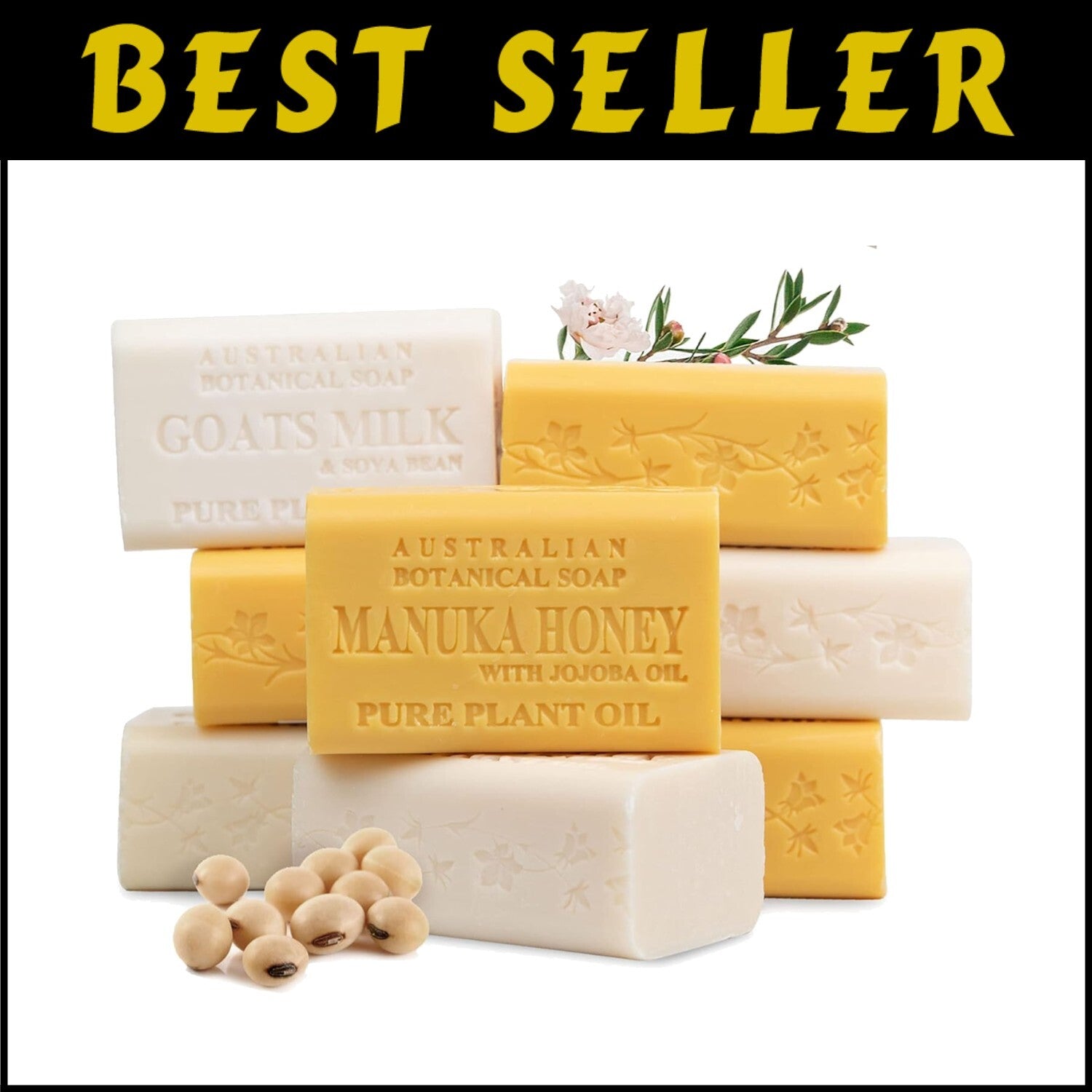 Triple-Milled Goat's Milk Soap & Manuka Honey Bars - 8 Pack for Gentle Care