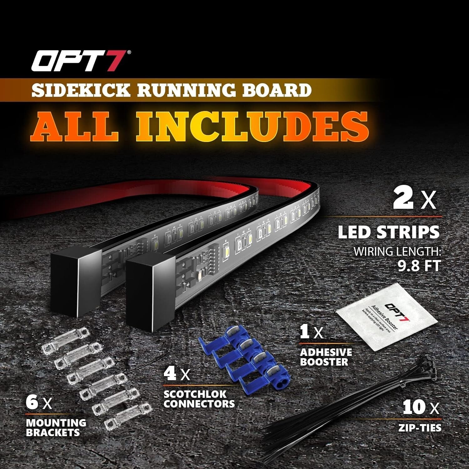 60-Inch LED Running Board Lights with Sequential Turn Signals for Trucks & SUVs