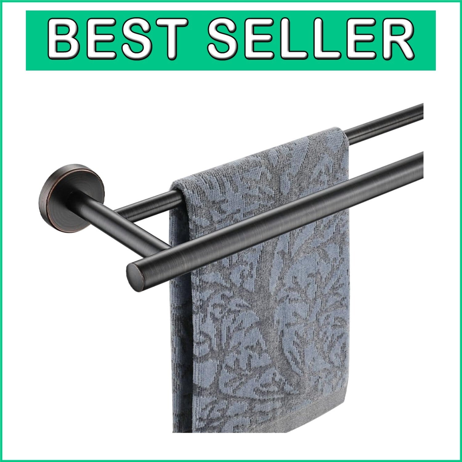Durable Oil Rubbed Bronze Towel Rack - 30 Inch Double Bar for Bath Organization