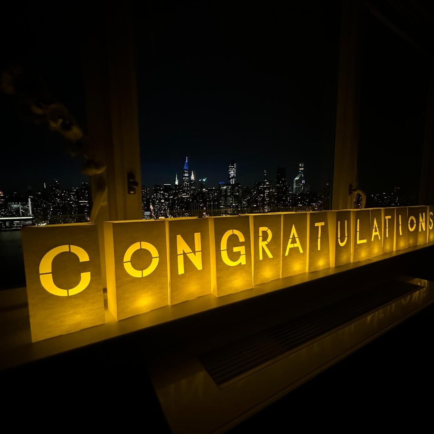 Unforgettable Congratulations Banner Set with Tealights & Decorative Rose Petals