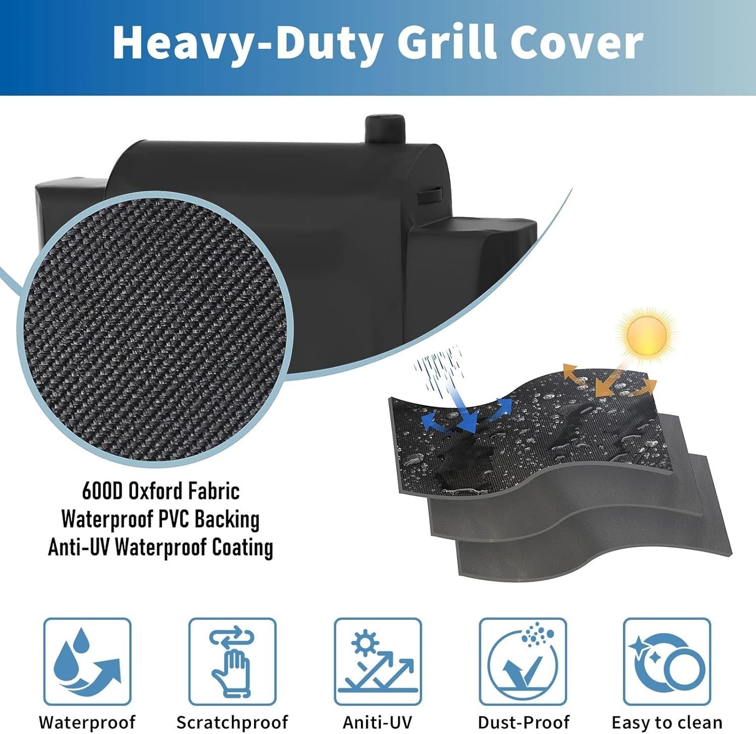 600D Heavy-Duty Pit Boss Grill Cover for PB1100 Pro Series & 1230 Combo Grills