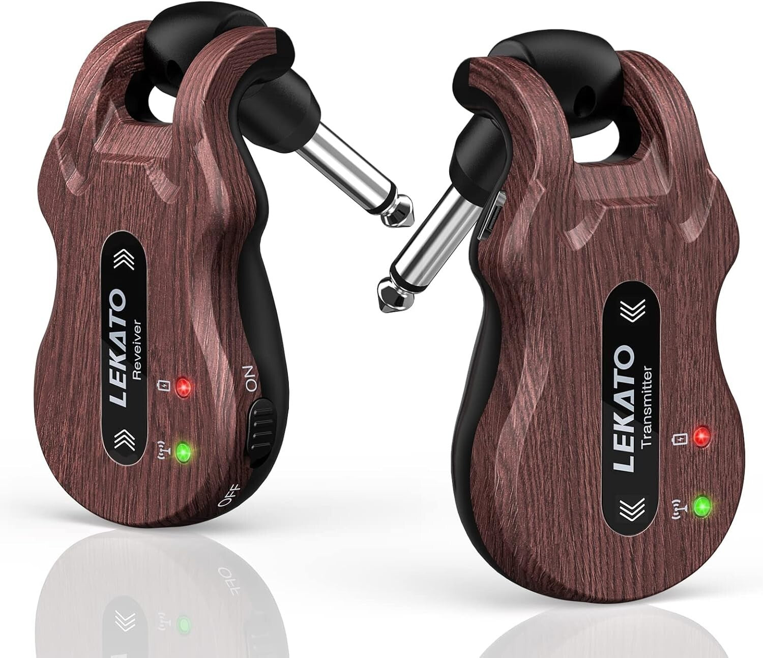 Rechargeable Wireless Guitar Transmitter & Receiver - 4 Channels, 100ft Range