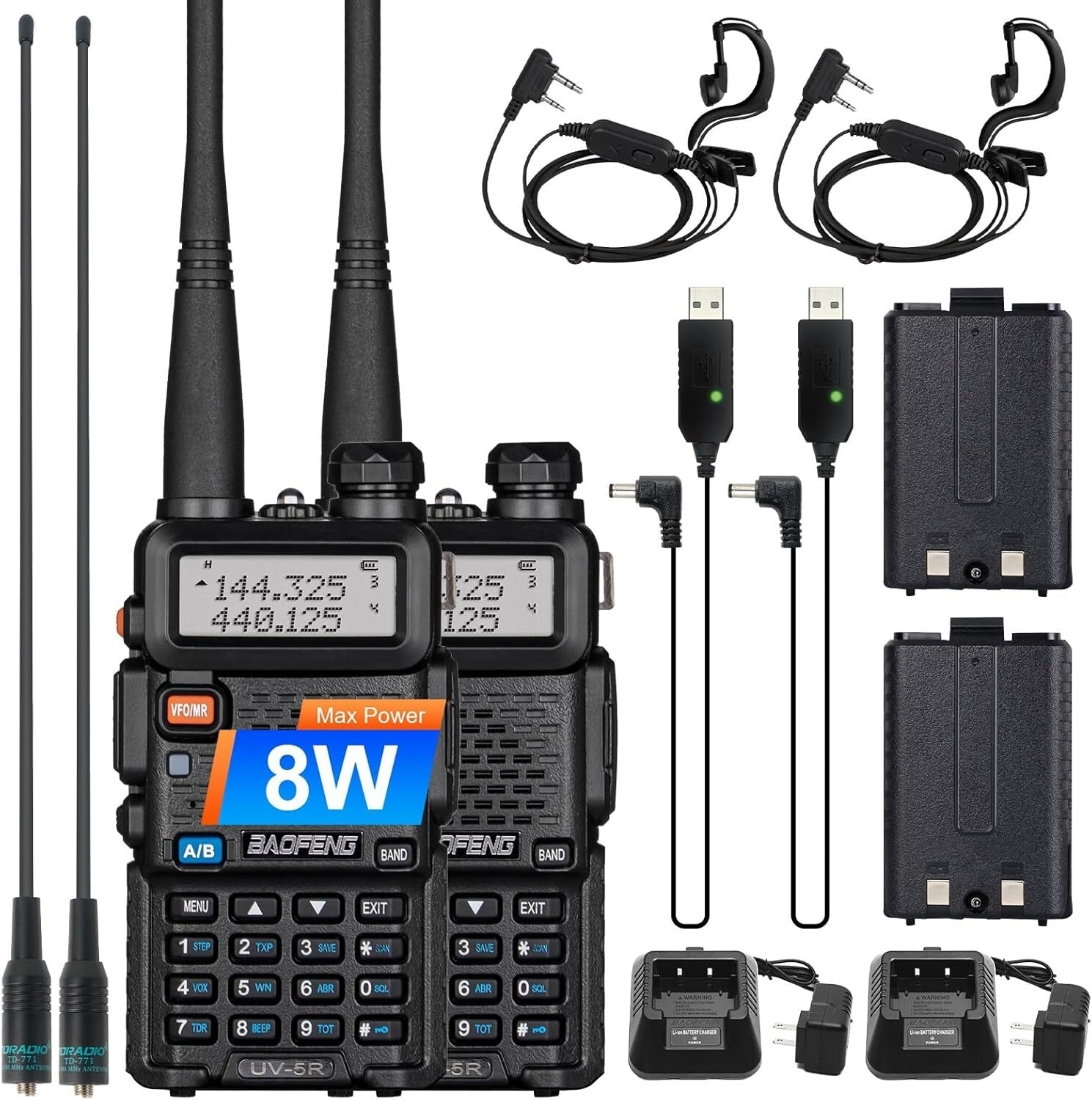 Beginner-Friendly UV-5R Ham Radio 2 Pack - USB Charging and Flashlight Included