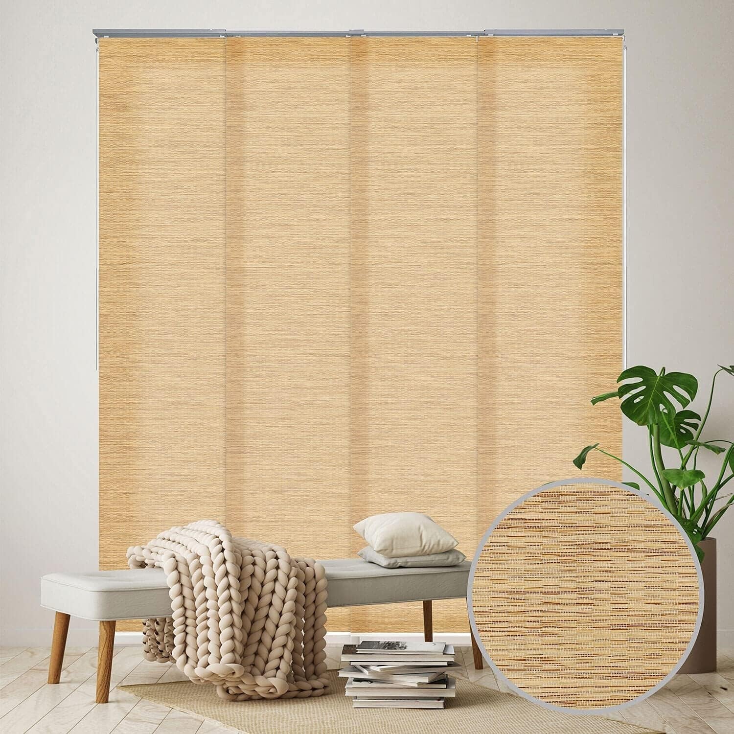 Adjustable Vertical Blinds: Cordless Sliding Door & Room Divider - 45.8" to 86"