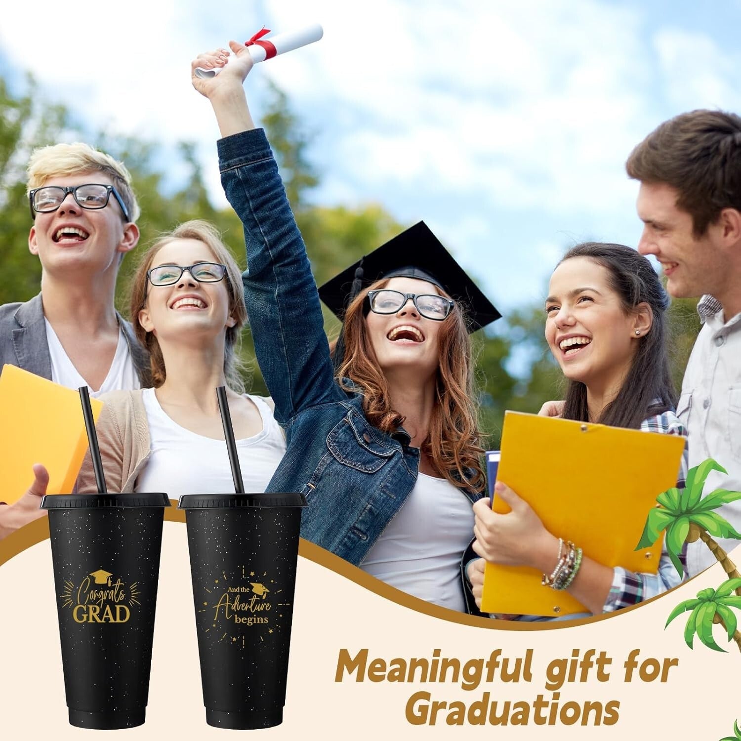 60 Pack Black Glitter Tumblers with Straw & Lid – Stylish Drinkware for Parties