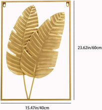 Load image into Gallery viewer, Stylish Gold Leaf Wall Sculpture - Set of 2, 24" x 16" for Versatile Decor