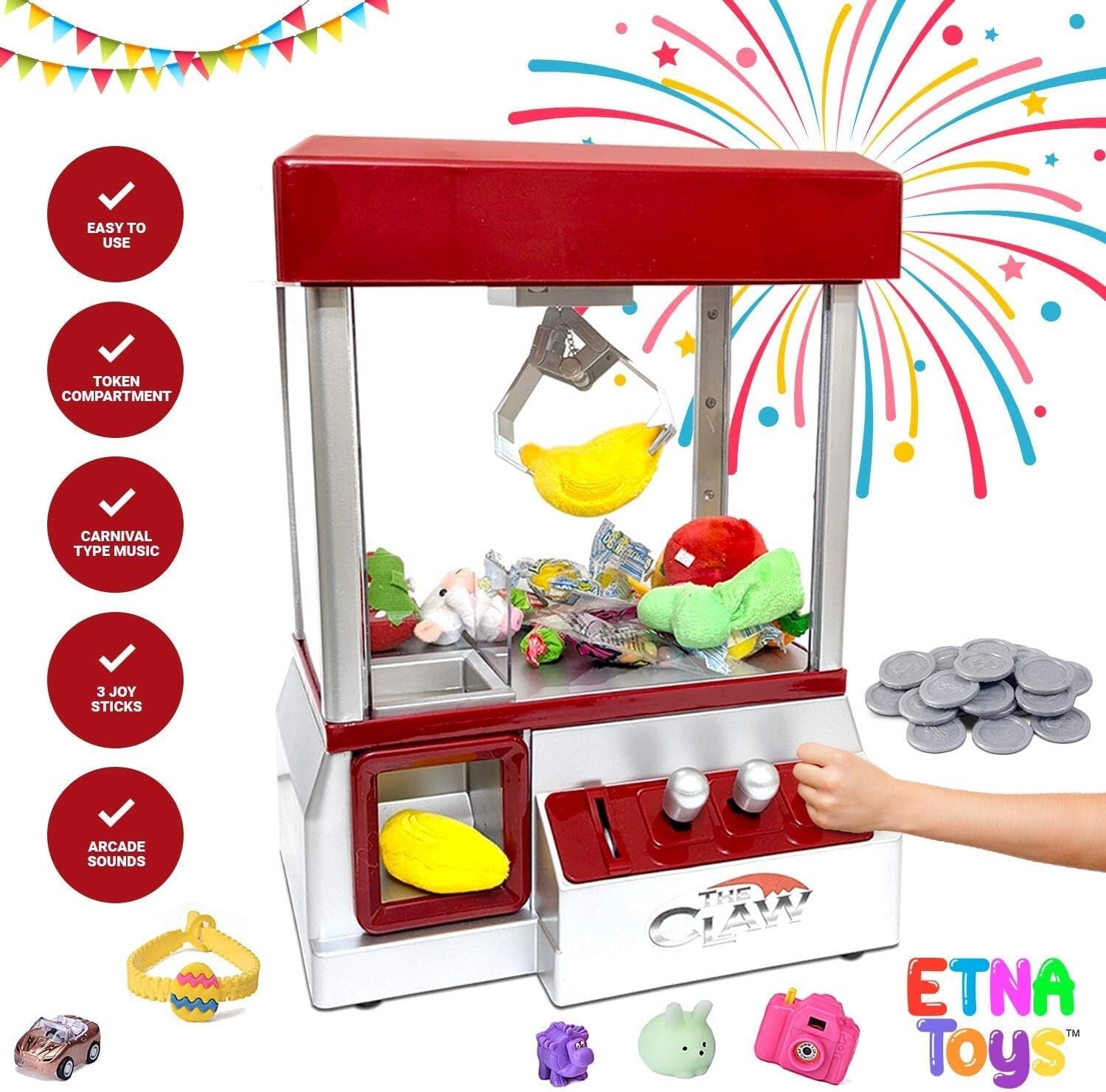 Classic Electric Claw Machine Game - Nostalgic Candy Prize Dispenser with Sound