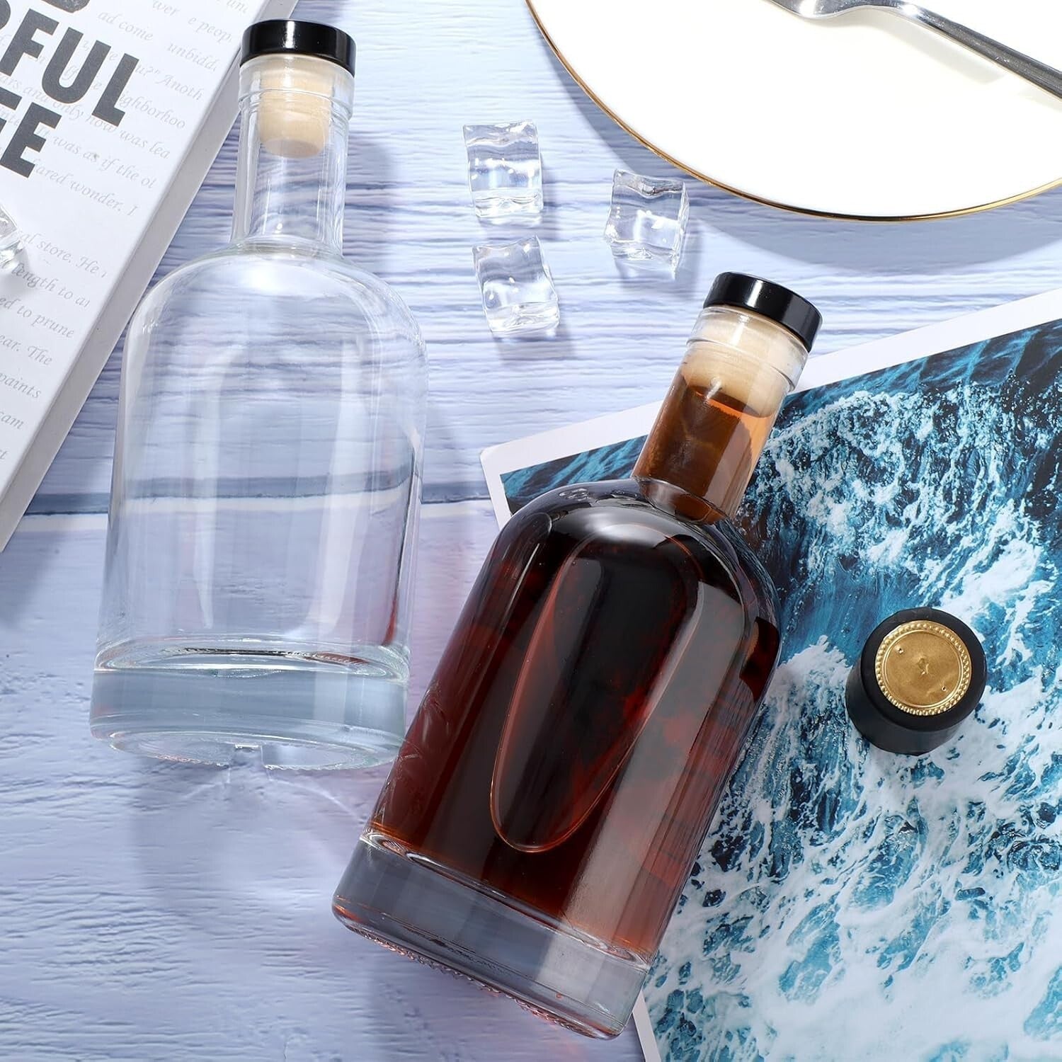 75 ml Reusable Glass Bottles with Cork Stoppers - Ideal for Wine and Beverages