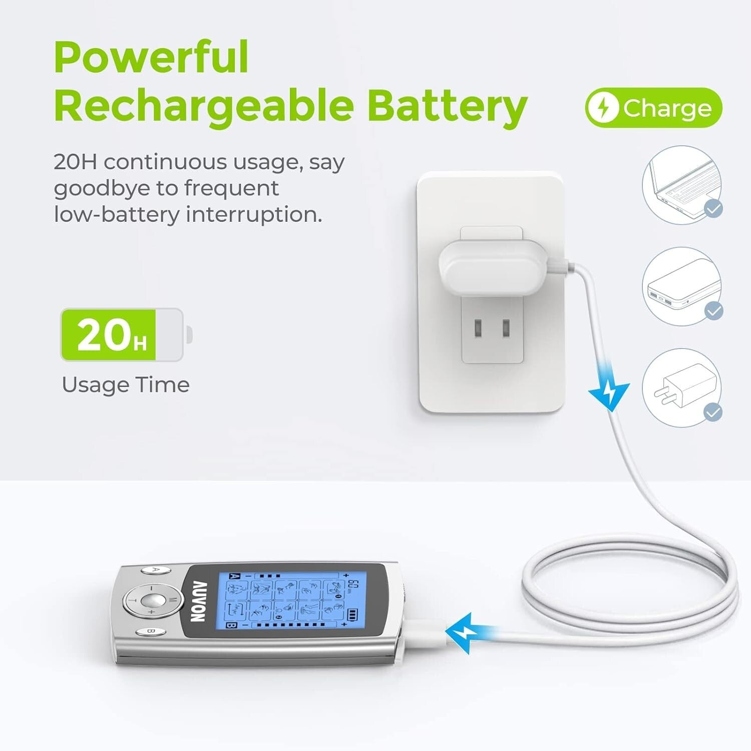 Electric Muscle Massager with 20 Modes, Rechargeable, and 24 Pads - Pain Relief