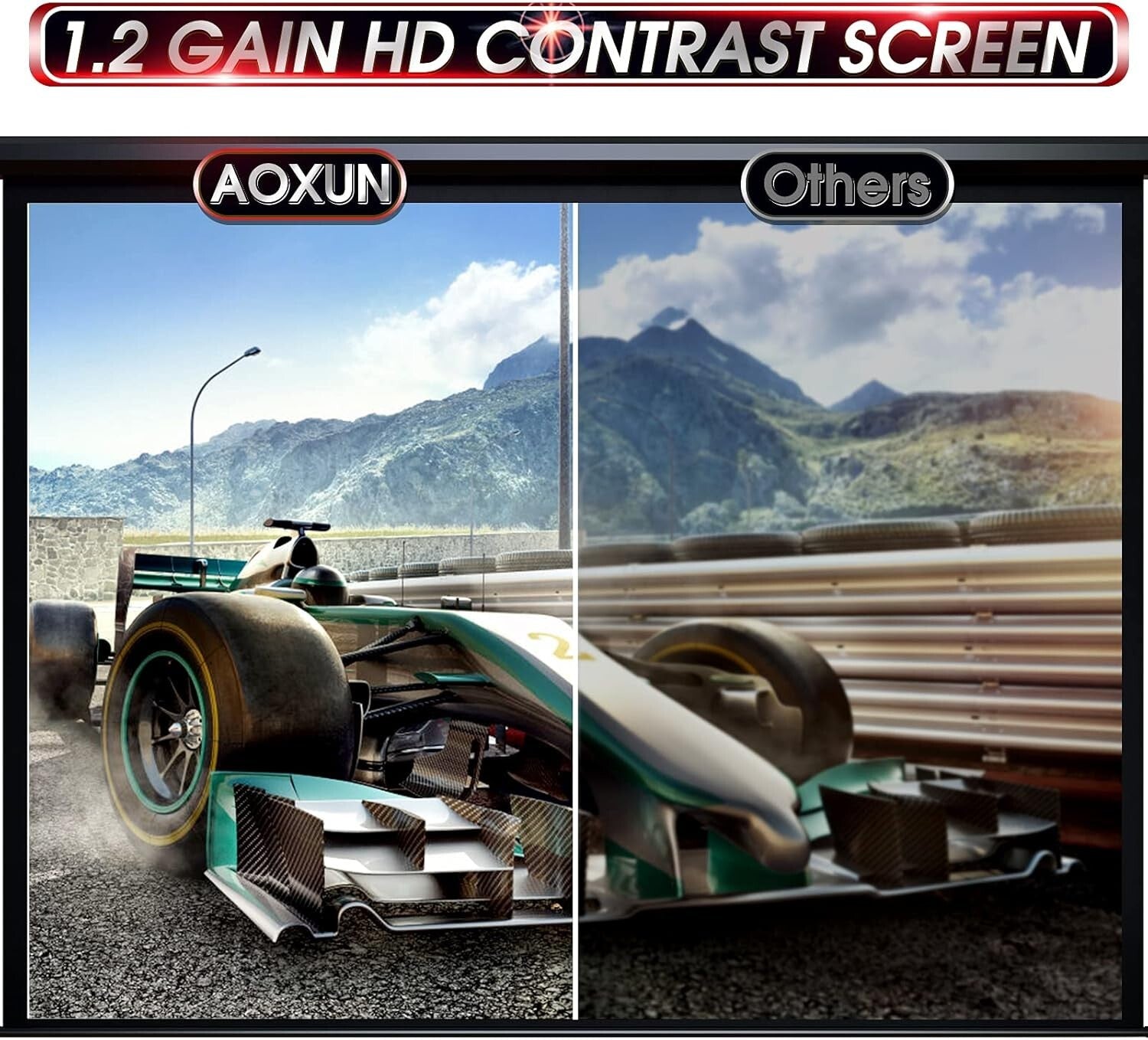 4:3 Electric Projector Screen with Remote - 120 Inch for Home & Outdoor Cinema