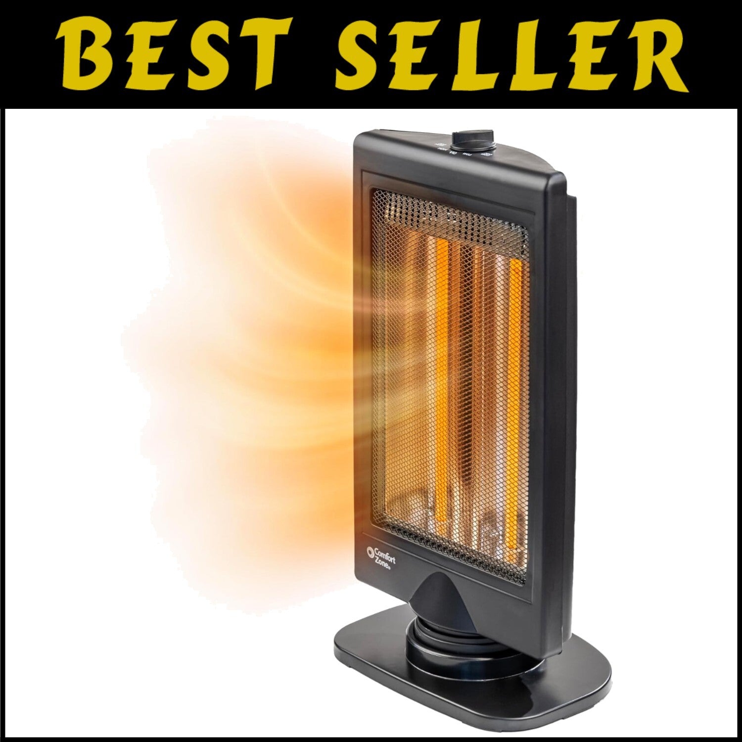 Sleek 800W Halogen Space Heater with Adjustable Tilt and Overheat Protection