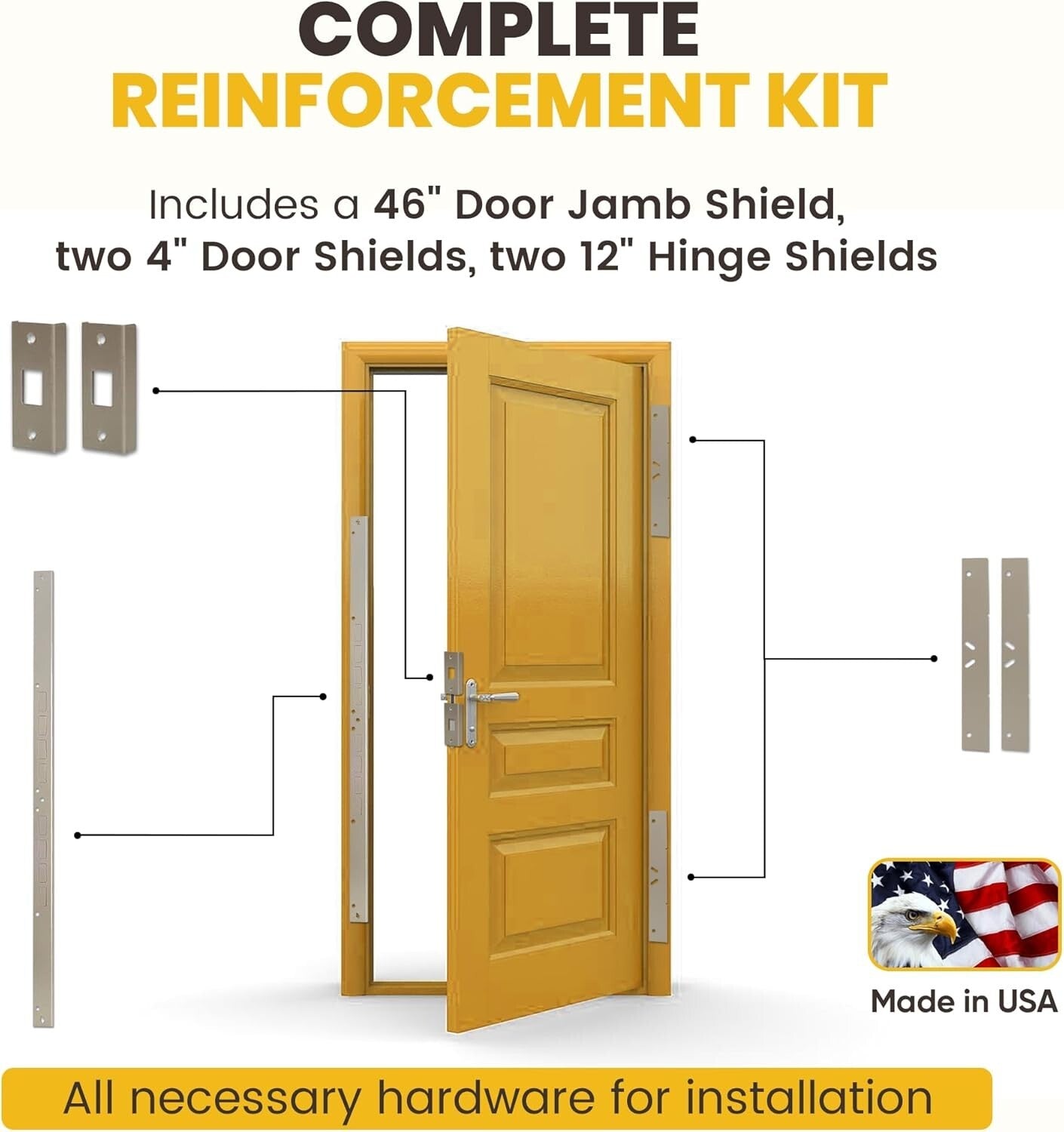 DIY Door Armor MAX Security System for Jambs & Hinges - 30-Minute Installation