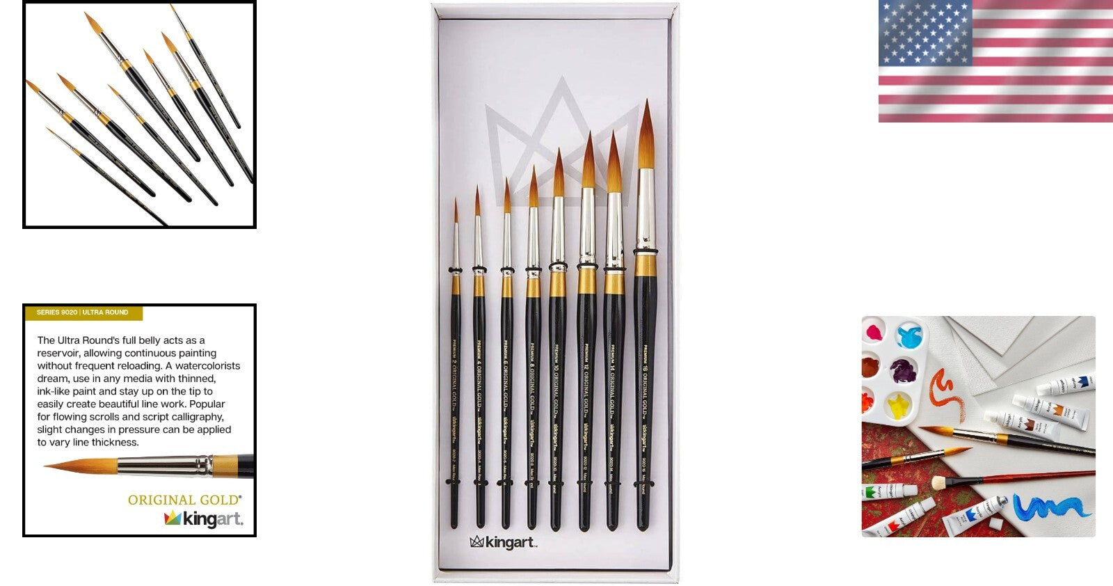 Deluxe Golden Taklon Multimedia Brush Set - Sizes 2-16 for Versatile Painting
