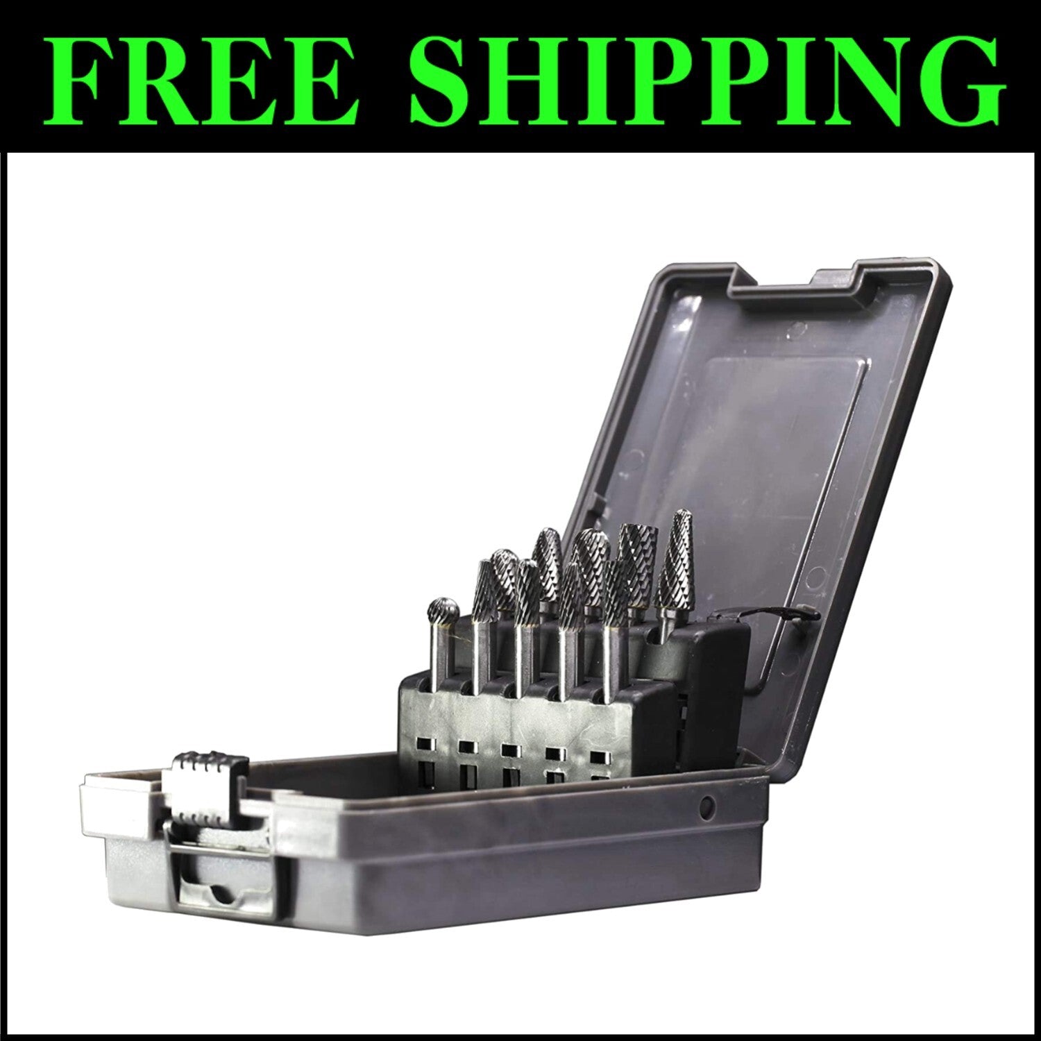 Versatile Metal Carving Burr Set - 10 Durable Tungsten Carbide Bits Included