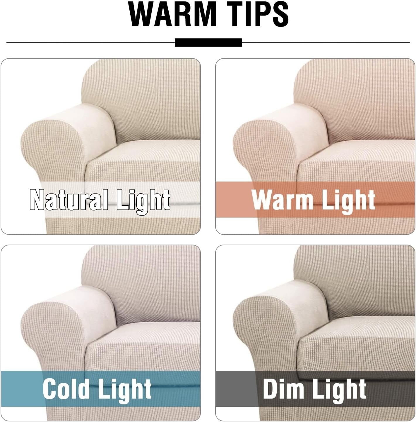 Durable Custom-Fit Stretch Sofa Slipcovers in Natural for Chic Living Room Style