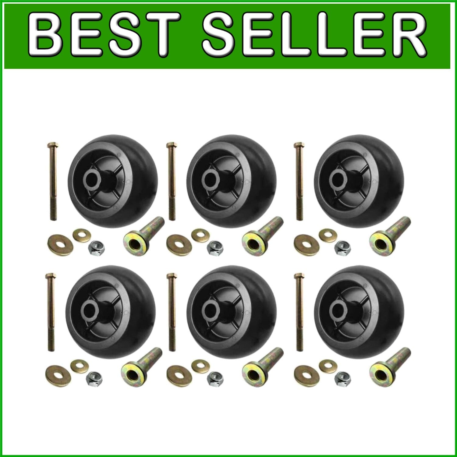 Durable Aftermarket 5" Deck Wheel Kit with Hardware for Lawn Mowers - 6 Pack