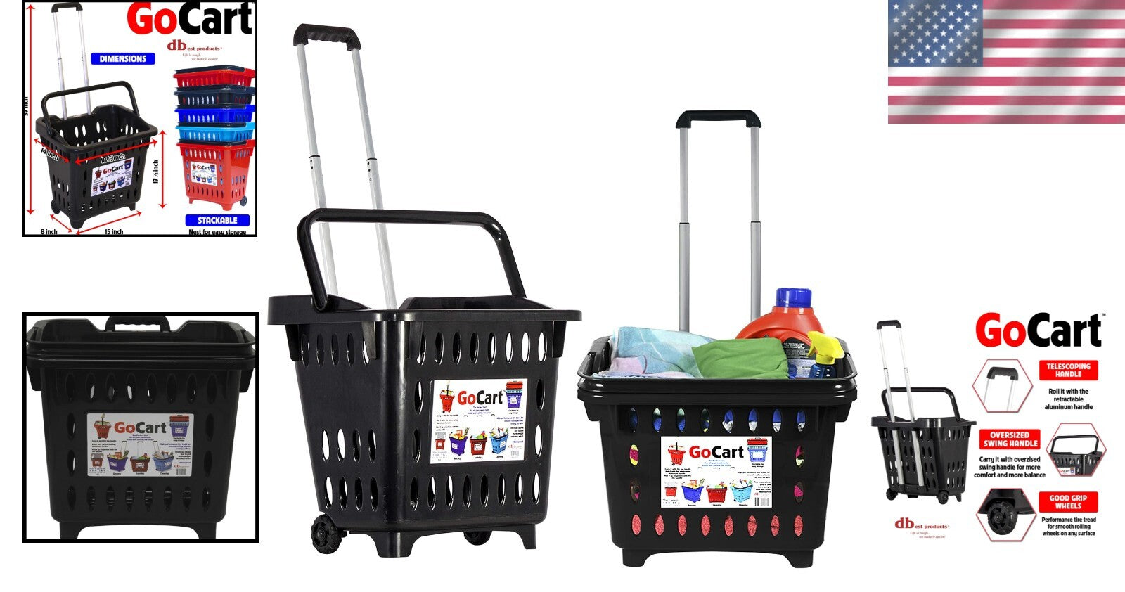 GoCart Utility Rolling Basket: 100 Pounds Capacity for Effortless Transport
