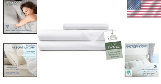 Breathable Bamboo Bed Sheet Set - Twin XL Size, Cooling Luxury with 1 Pillowcase