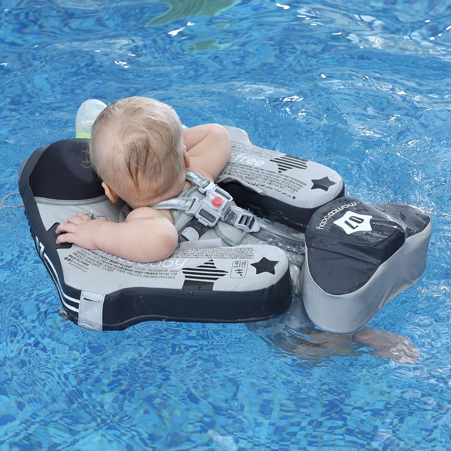 Adjustable Baby Swim Float with UPF Canopy - Perfect for Infants 3-48 Months