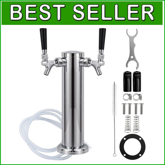 Elegant Beer Dispenser Tower with Brass Faucets - Perfect for Entertaining
