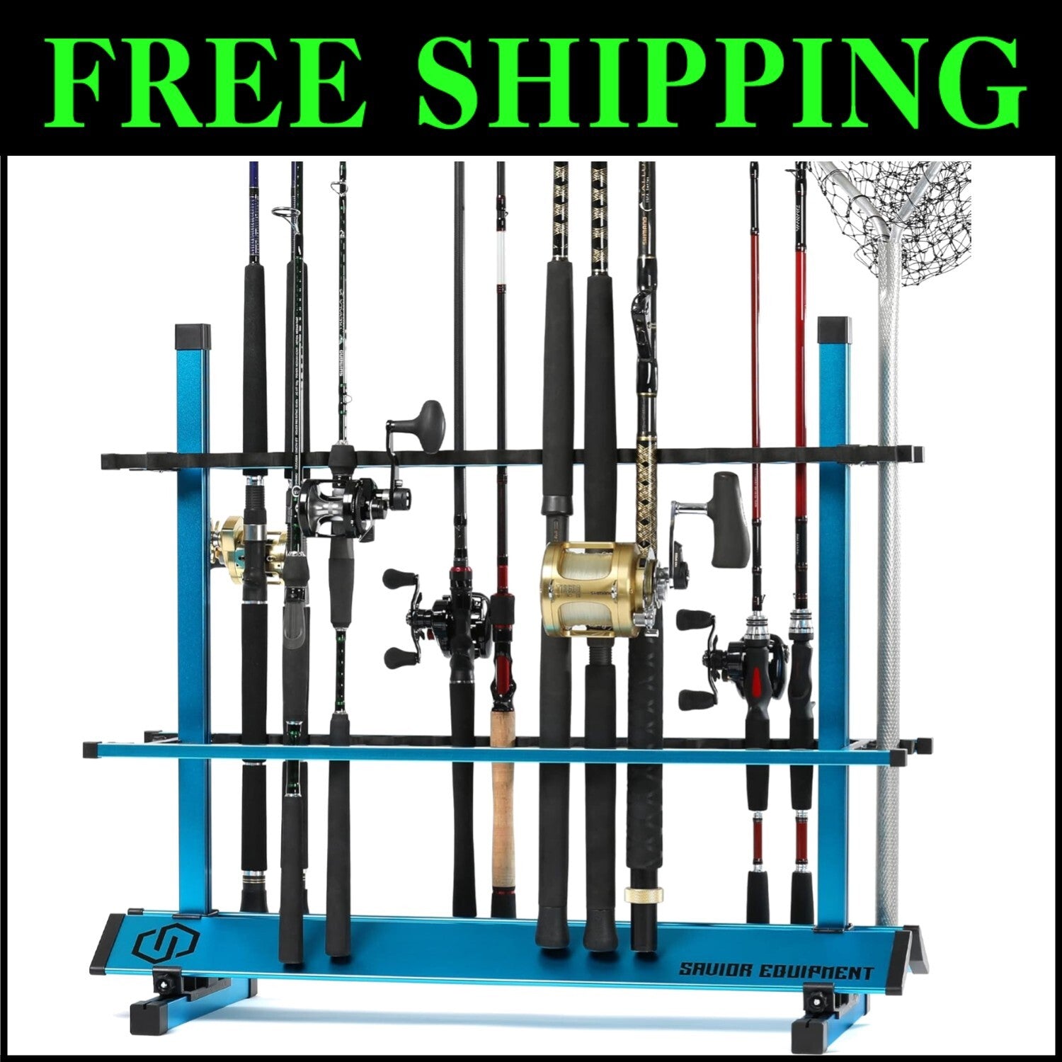 Premium 24-48 Slot Aluminum Fishing Rod Organizer - Easy Assembly Included