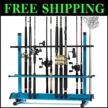 Load image into Gallery viewer, Premium 24-48 Slot Aluminum Fishing Rod Organizer - Easy Assembly Included