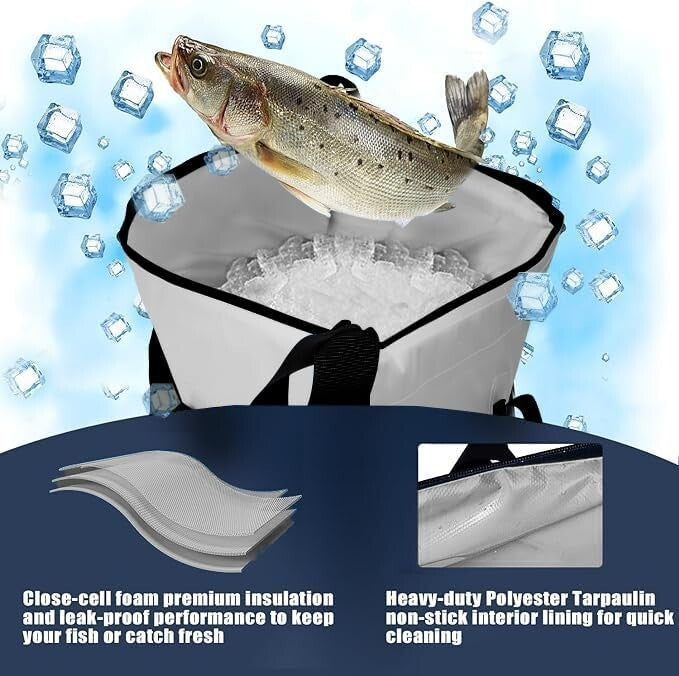 Durable Fishing Cooler Bag with Easy-Clean Drain Plug - Compact & Convenient