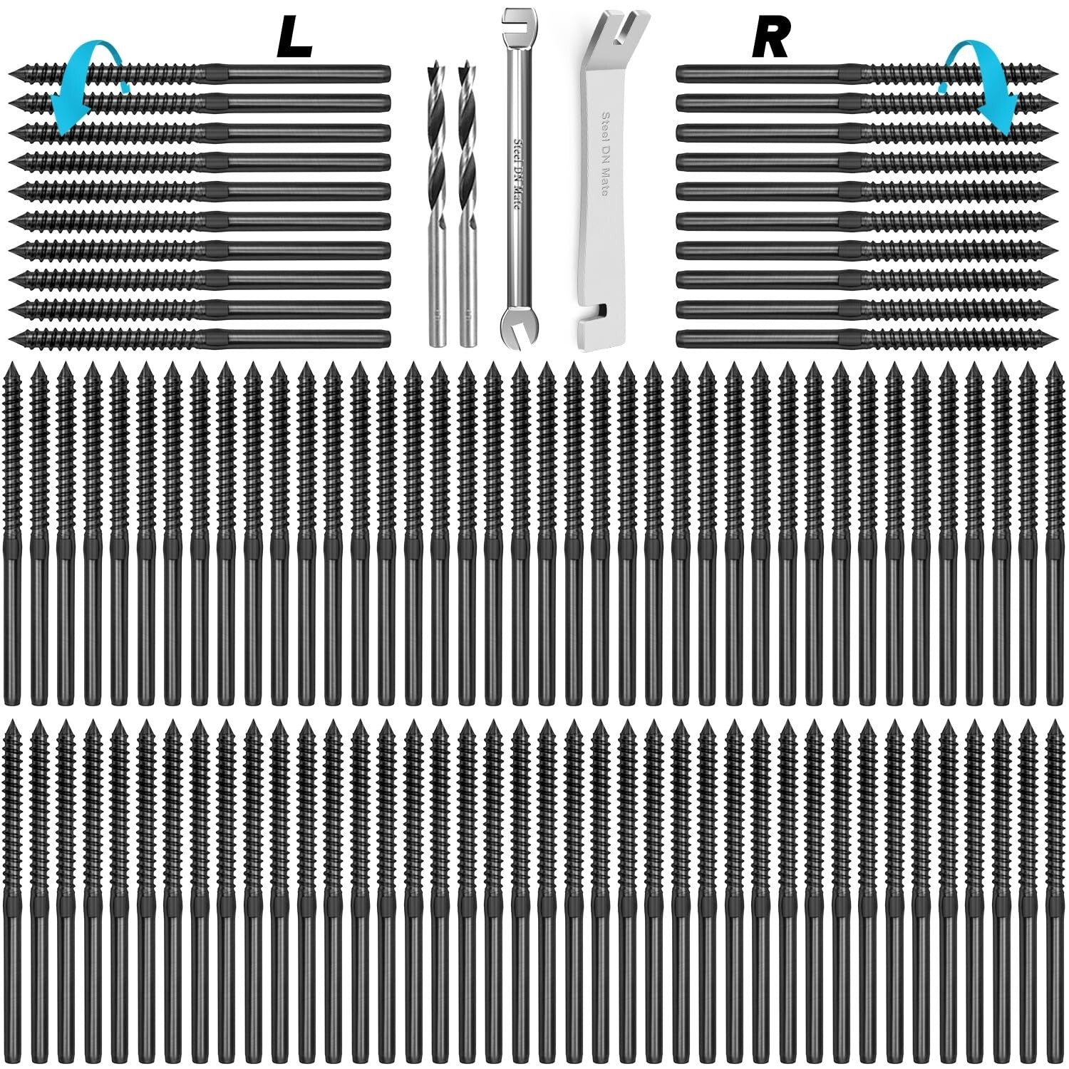 100 Pack T316 Stainless Steel Black Swage Lag Screws for Stylish Cable Railings