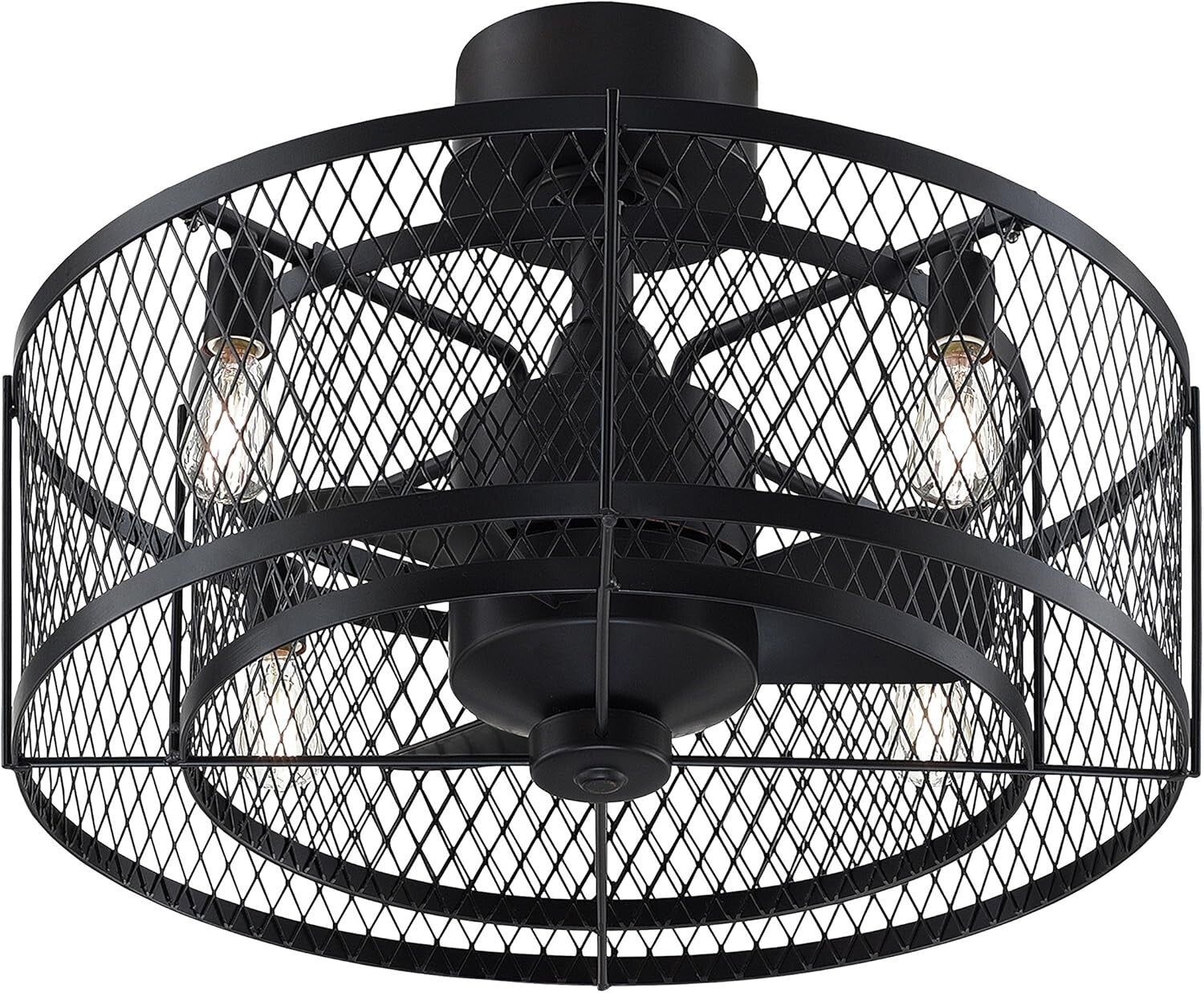 20-Inch Aged Bronze Caged Ceiling Fan with LED Light - Remote Control Included