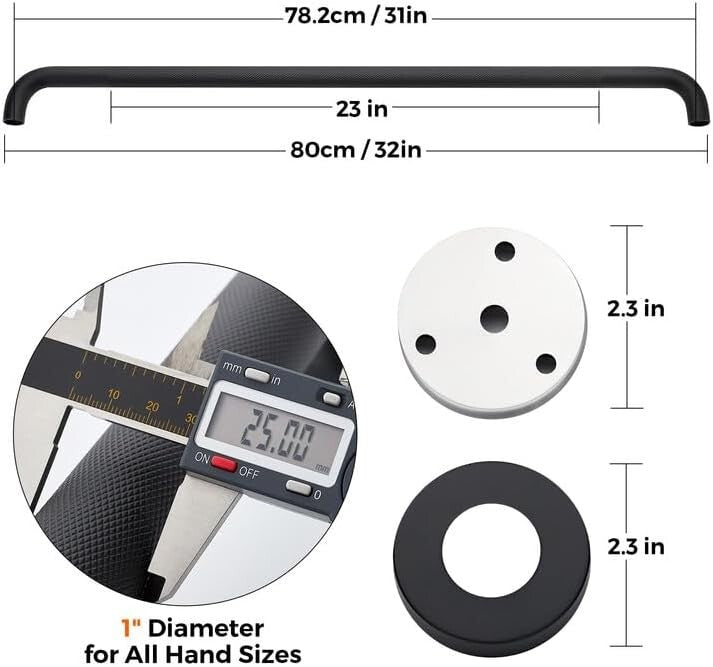 Wall-Mounted Bathroom Grab Bars - Durable 32-Inch Anti-Slip Safety Solution